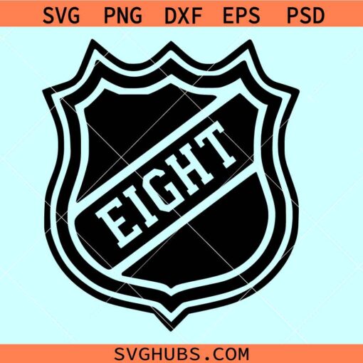 Eight Hockey Shield SVG, 8th birthday SVG, eight NHL shield svg