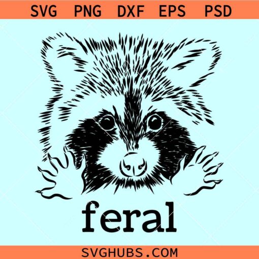 Feral Raccoon SVG, kids raccoon svg, cute raccoon SVG, jungle animal svg