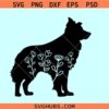 Floral dog svg, Floral German shepherd SVG, dog with flowers svg