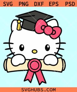 Graduation Kawaii Kitty SVG, hello Kitty graduation svg, Kitty graduate svg