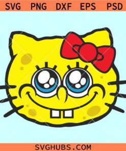 Hello Kitty Spongebob SVG, Spongebob hello Kitty svg, Yellow Kitty svg