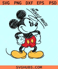 Mickey Sketch with signature SVG, Mickey autograph svg, Disney Mickey Sketch SVG