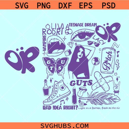 Olivia Rodrigo Guts Teenage Dream SVG, Guts playlist svg, Olivia Rodrigo svg