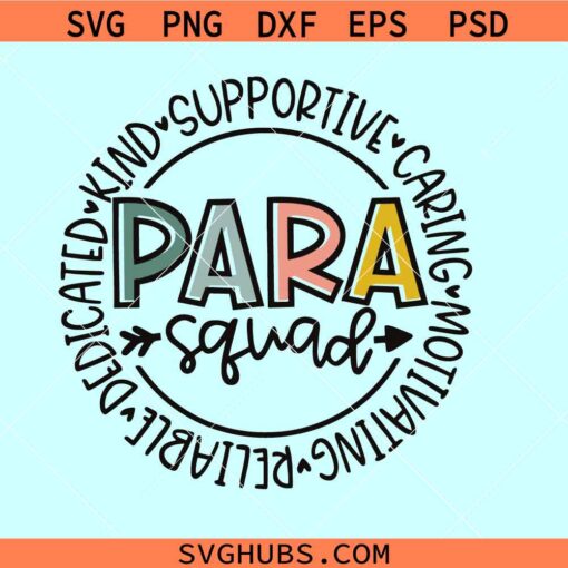 Para Squad SVG, Paraprofessional SVG, Teacher Assistant SVG, ParaPro svg, Para tshirt svg