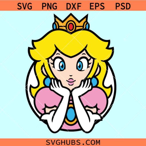 Princess Peach SVG, Princess Peach Face Svg, Princess Svg, Super Mario Svg