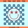 Retro 4th of July smiley face SVG, checkered 4th of July smiley svg, patriotic smiley face svg