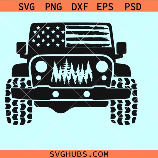 US flag Jeep offroad SVG, Jeep flag SVG, Jeep wrangler svg, jeep shirt svg