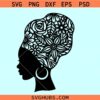 Afro Woman silhouette SVG, Black woman floral turban SVG, African American svg