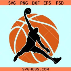 Basketball player silhouette with ball svg, Basketball Player against Ball Svg, basketball hoop svg