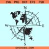 Compass World map SVG, adventure svg, compass globe svg, compass map png