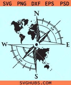 Compass World map SVG, adventure svg, compass globe svg, compass map png