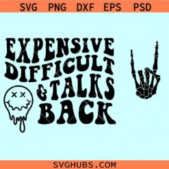 Expensive and talks back svg, retro wavy skeleton hand svg, mom life svg