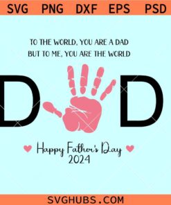 Fathers Day handprint SVG, To the world you are a dad but to me you are the world svg