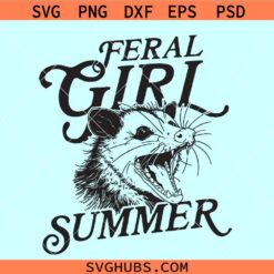 Feral Girl Summer Opossum SVG, Raccoon Opossum Vintage SVG, Raccoon Summer svg