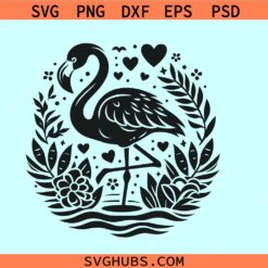 Floral flamingo svg, Flamingo with flowers SVG, flamingo svg, summer flamingo svg