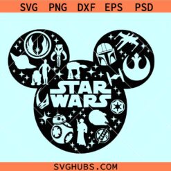 Galaxy Wars Collage Mouse svg, Star Wars Mickey head svg, Mickey Star Wars svg