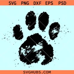 Grunge Paw print svg, grunge dog paw svg, distressed paw print svg