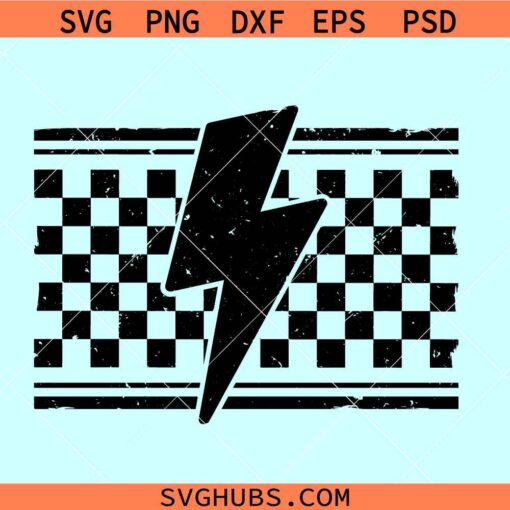Grunge checkered lightning bolt SVG, checkered lightning bolt SVG, Grunge lightning bolt SVG
