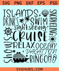 Islands Drinks Shows Ocean Vacation SVG, family vacation svg, family cruise svg