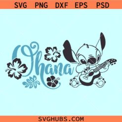 Ohana Stitch with guitar svg, Lilo and stitch svg, Stitch with guitar svg