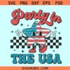 Party in the USA retro svg, checkered star retro svg, Independence Day svg, 4th of July svg