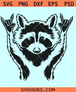Raccoon Rock sign SVG, Heavy Metal Raccoon svg, Rock and roll Raccoon svg