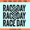 Race day checkered distressed SVG, race day svg, lightning bolt race day svg