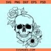 Skull with rose flowers SVG, skull butterfly svg, floral skull svg, skull with flowers svg
