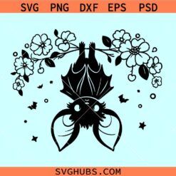 Cute hanging bat svg, cute bat svg, bat shirt svg, Floral bat svg