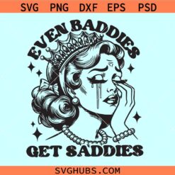 Even baddies get saddies SVG, retro crying woman svg