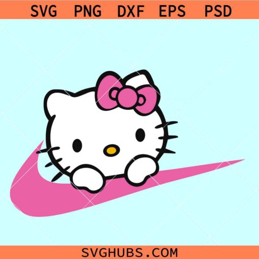 Hello Kitty Nike logo svg, Nike Swoosh svg, Kitty Nike Logo SVG