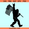 Sasquatch rock with American flag svg