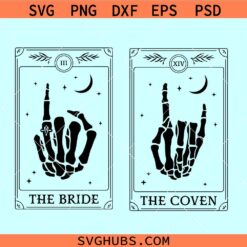 The Bride and the Coven witchy tarot card SVG, Bride Coven Tarot Card svg, Witch Celestial Wedding svg
