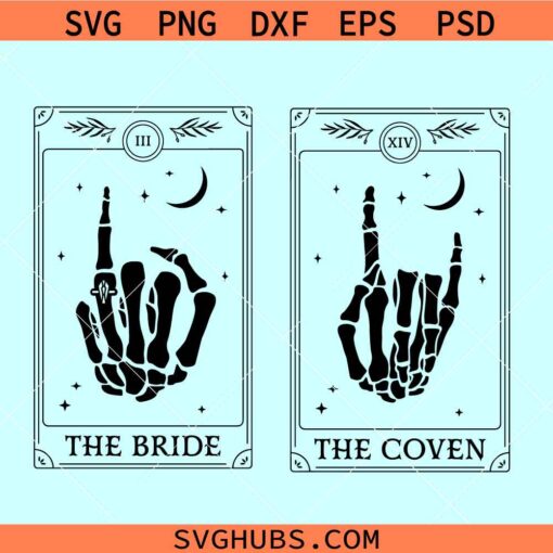 The Bride and the Coven witchy tarot card SVG, Bride Coven Tarot Card svg, Witch Celestial Wedding svg