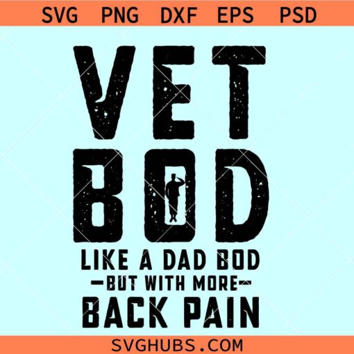 Vet Bod like a Dad Bod but with More Back Pain SVG, veteran dad svg