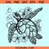 Floral Turtle svg, sea turtle svg, Turtle with flowers svg, summer shirt svg