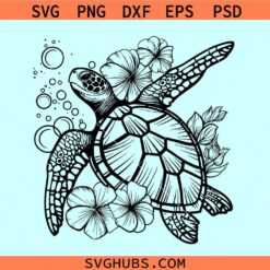 Floral Turtle svg, sea turtle svg, Turtle with flowers svg, summer shirt svg