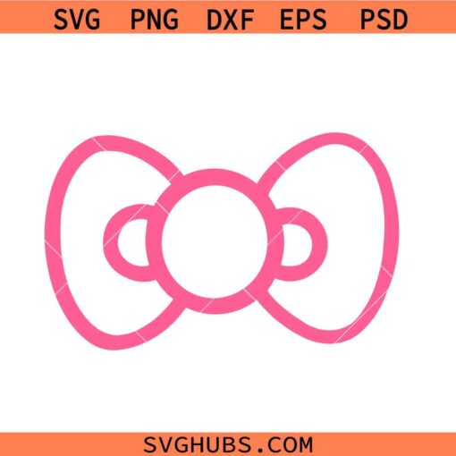Hello Kitty Bow SVG, Kitty Bow template SVG, Pink Hello Kitty Bow svg
