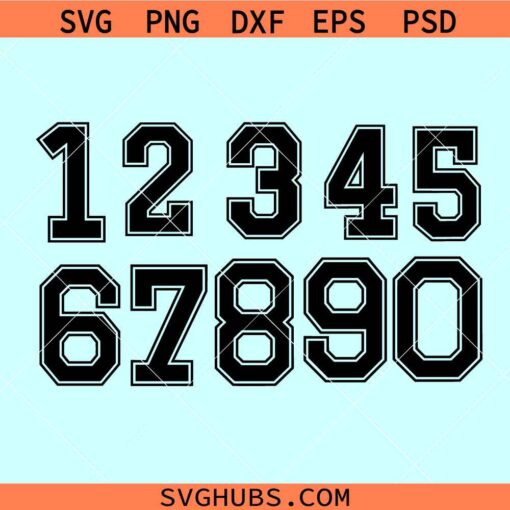 Jersey Numbers Svg, Sports Jersey Numbers SVG, Numbers SVG, Sports Numbers SVG, Volleyball Numbers svg