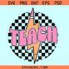 Teach checkered lightning bolt SVG, checkered teach SVG, Teach shirt SVG