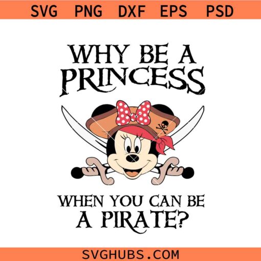 Why Be a Princess When You Can Be a Pirate Minnie SVG, Disney Pirate svg, Minnie Pirate svg