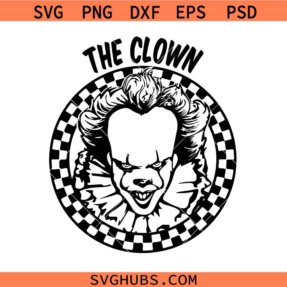 The Clown checkered SVG, checkered Halloween svg, Pennywise Clown SVG, Scary Halloween svg