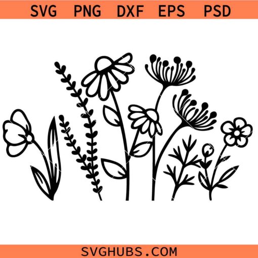 Wild flowers SVG, Wildflower Svg, Flower Svg Files, Floral Svg, Wildflower Svg Files, Botonical Svg