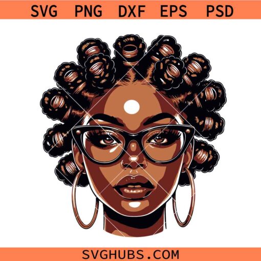 Afro woman with bantu knots SVG, Bantu Knots SVG, Woman with Bantu Knots SVG