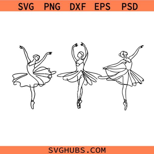 Ballerina Dancers Line art SVG, Ballerina girl Svg, Ballerina Dancer Silhouette