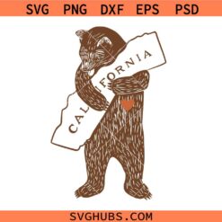 Bear Hugging California Map svg, Los Angeles strong svg, Bear California SVG