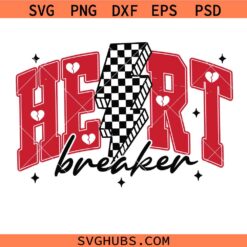 Heart breaker Checkered svg, Distressed Valentine SVG, Checkerboard Lightning Bolt SVG