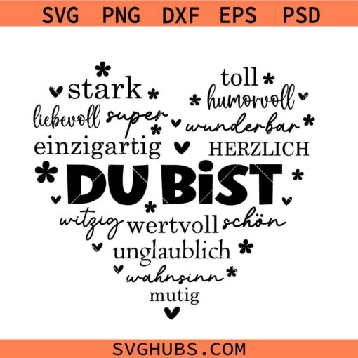 Plotterdatei Herz Du bist SVG, Plotterdatei Herz svg, Plotterdatei Muttertag SVG, Plotter svg