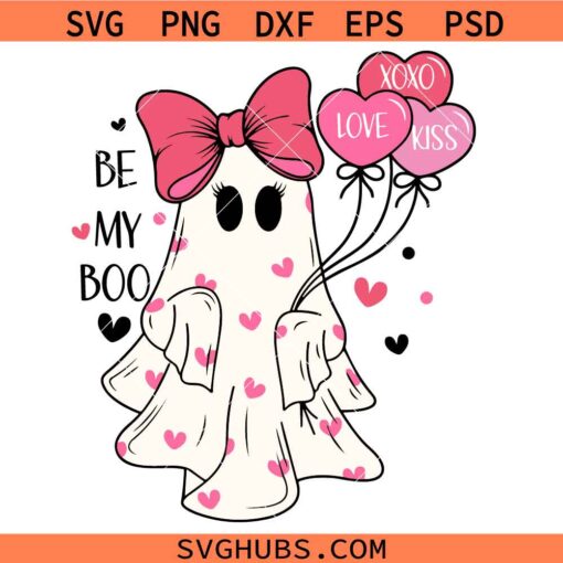 Be my boo Valentine ghost SVG, Valentine’s Day Ghost, Spooky Valentine Svg