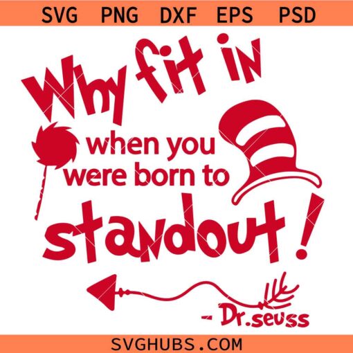 Why Fit In When You Were Born To Stand Out Svg, Teacher Life SVG, Read Across America SVG   